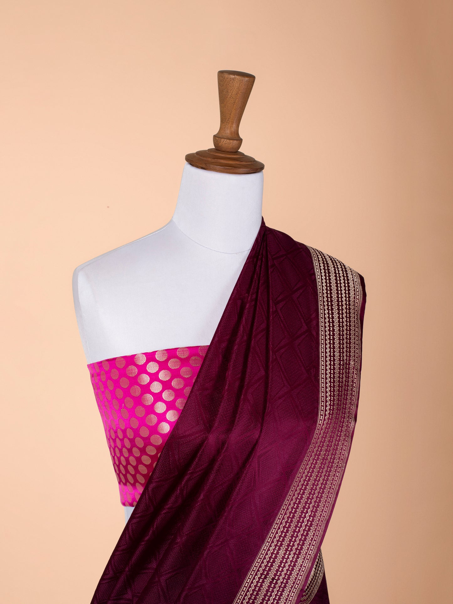 Handwoven Garnet Satin Silk Saree