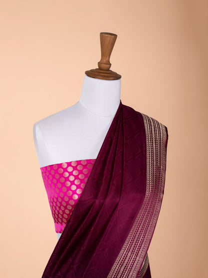 Handwoven Garnet Satin Silk Saree