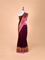 Handwoven Garnet Satin Silk Saree