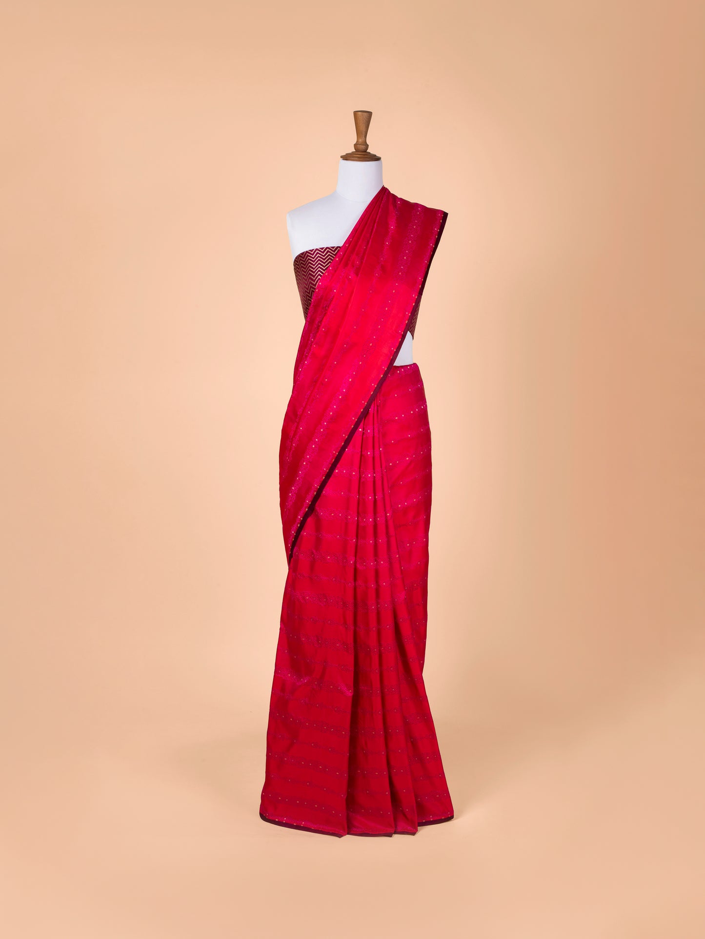 Handwoven Red Satin Silk Saree