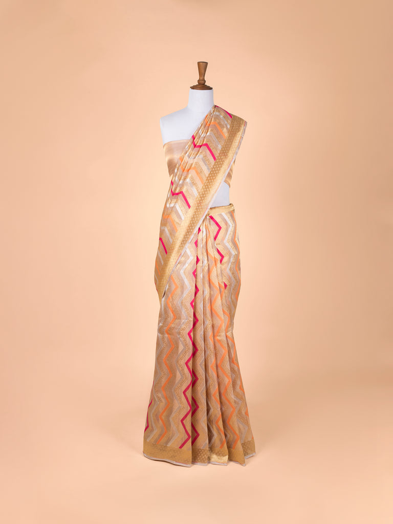 Handwoven Beige Tissue Saree