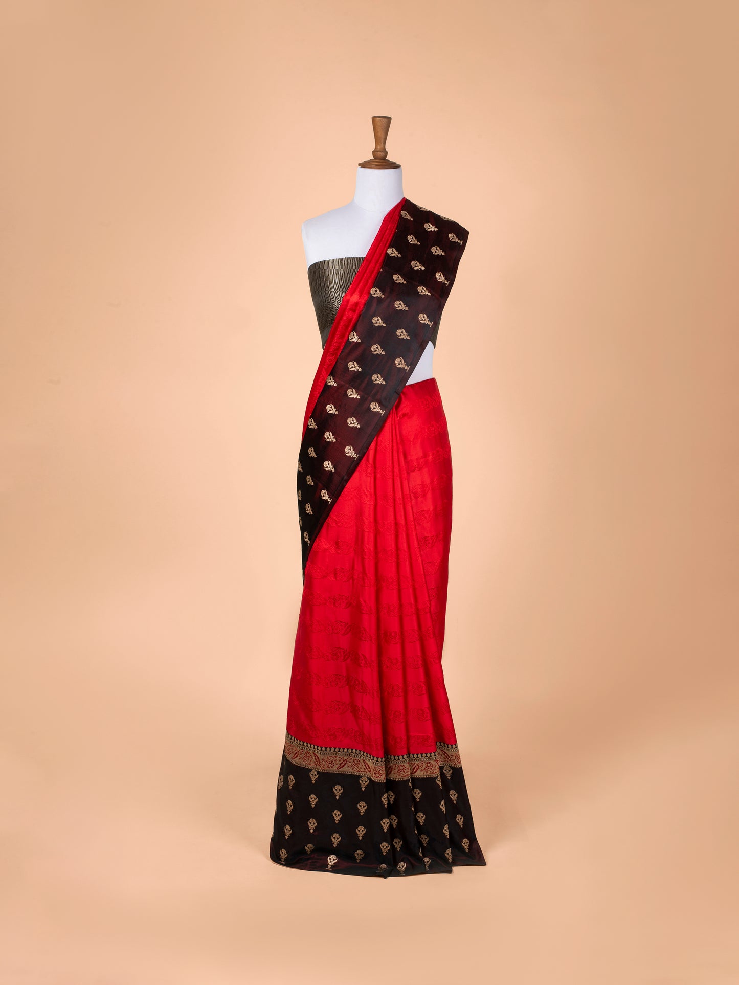 Handwoven Garnet Satin Silk Saree