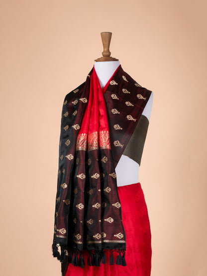 Handwoven Garnet Satin Silk Saree