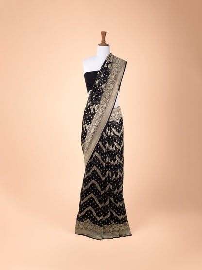 Handwoven Black Georgette Saree