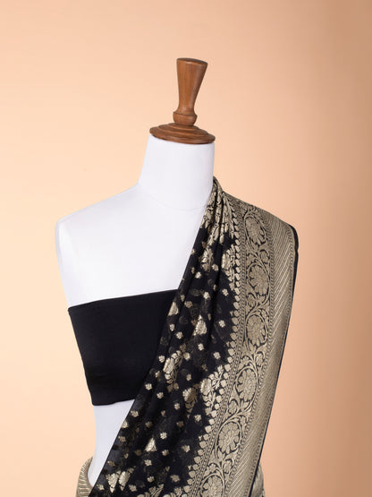 Handwoven Black Georgette Saree