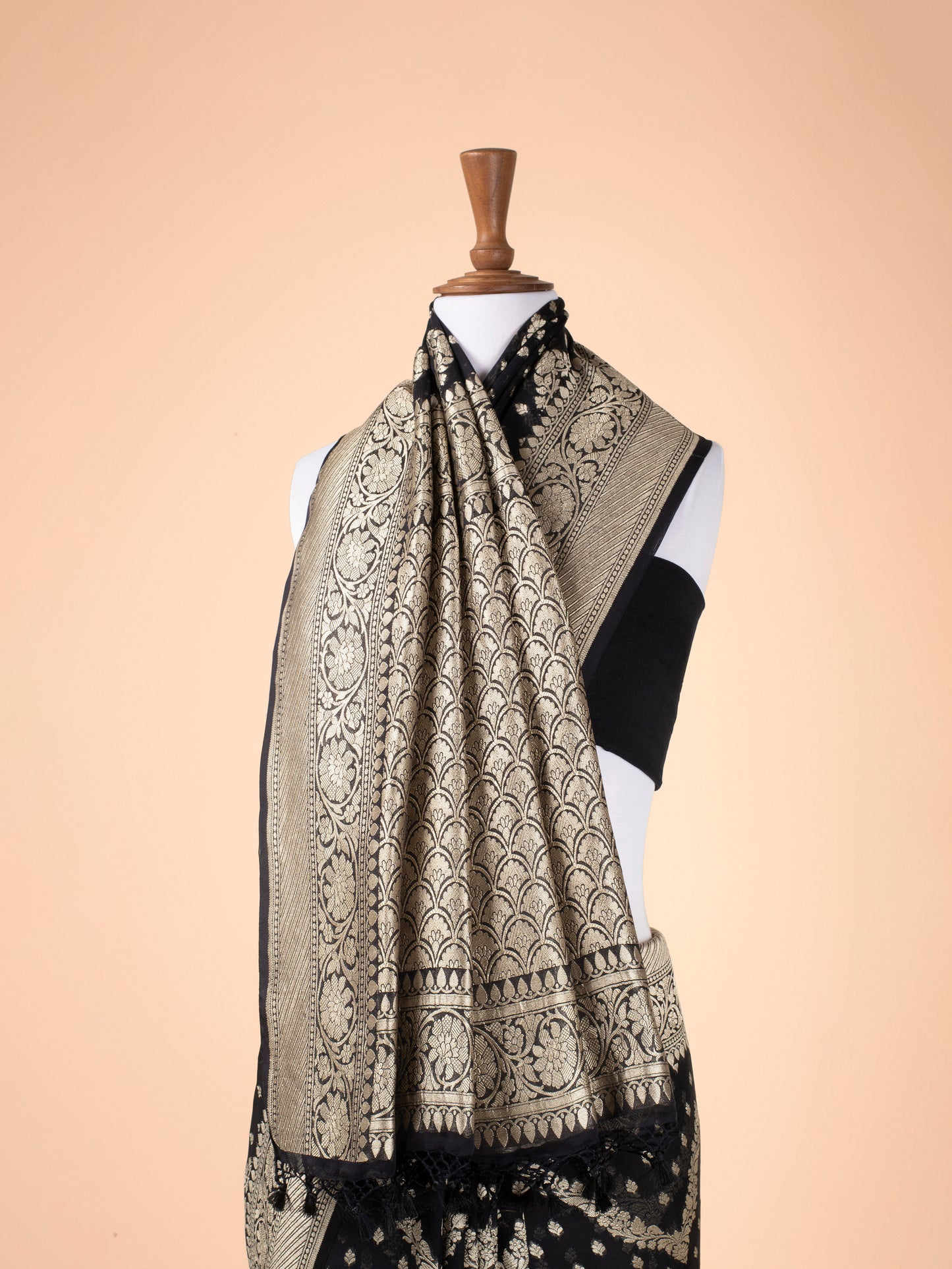 Handwoven Black Georgette Saree