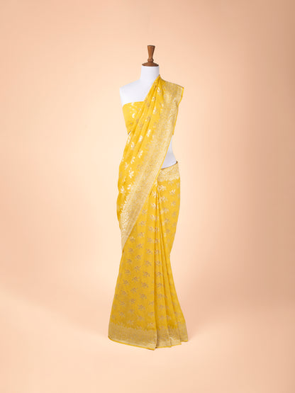 Handwoven Yellow Georgette Saree