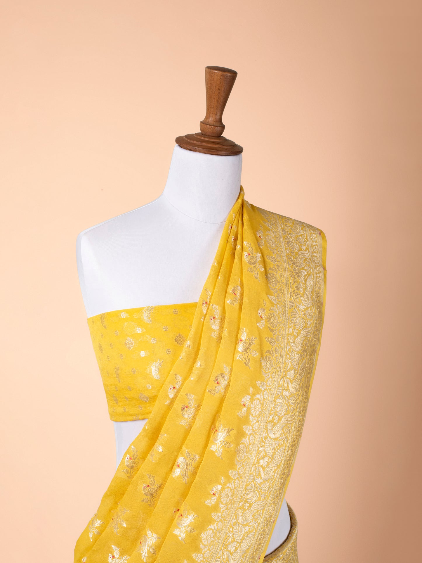 Handwoven Yellow Georgette Saree