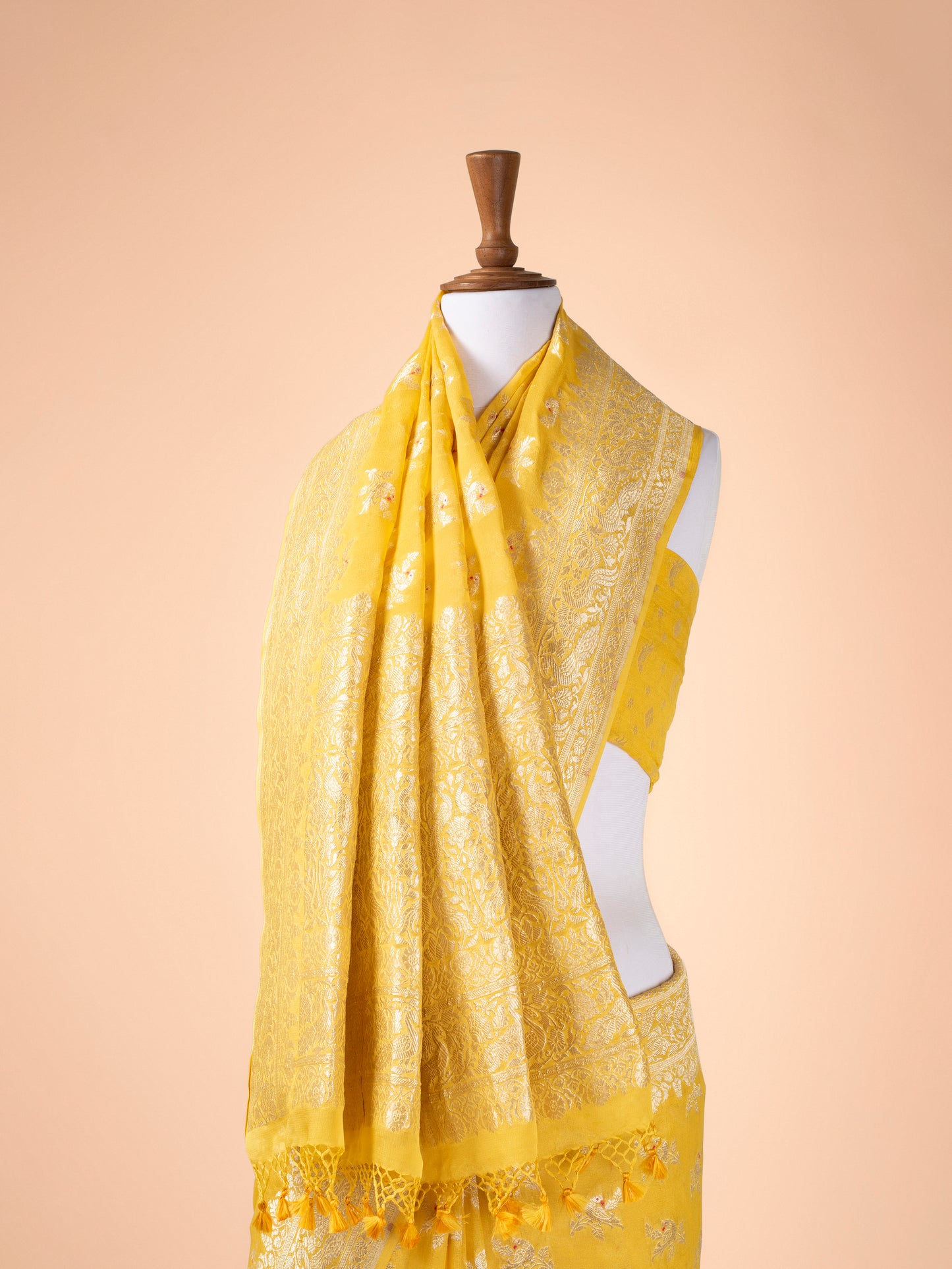 Handwoven Yellow Georgette Saree