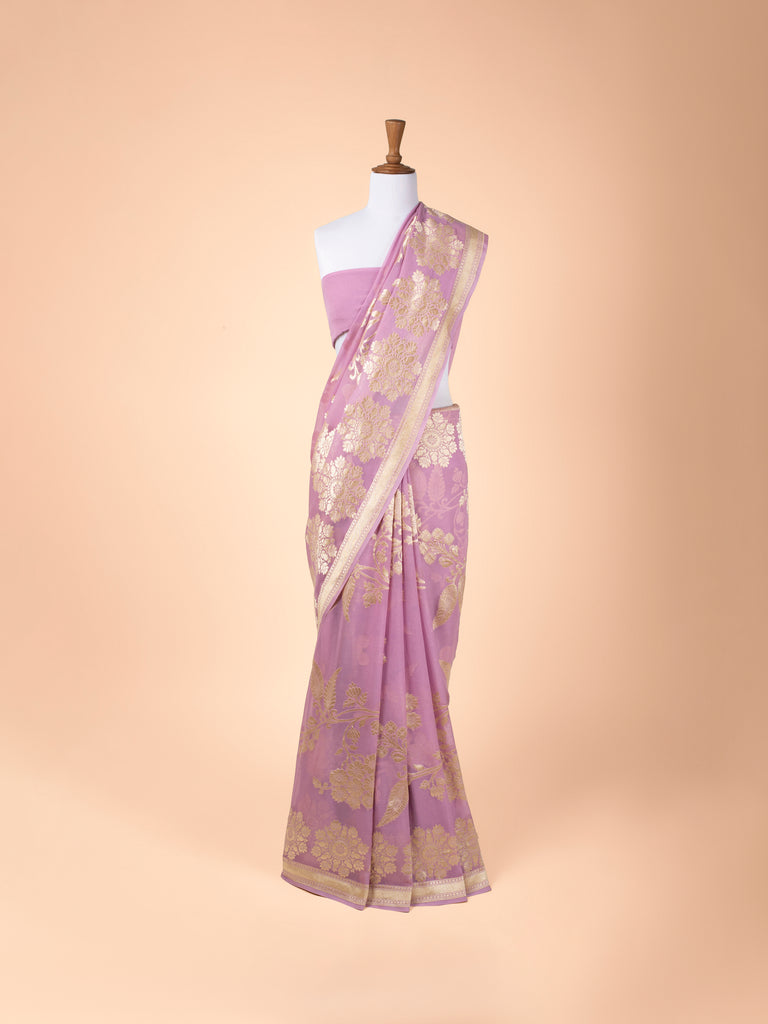 Handwoven Mauve Georgette Saree