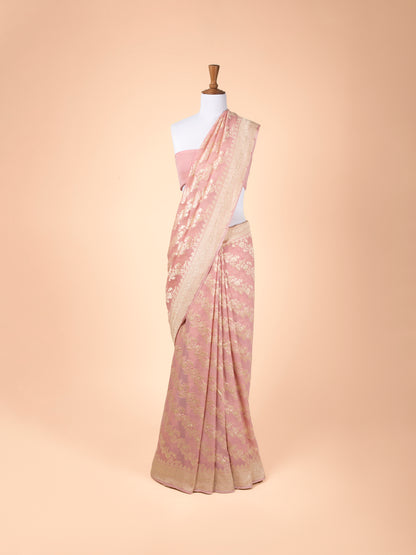 Handwoven Peach Georgette Saree