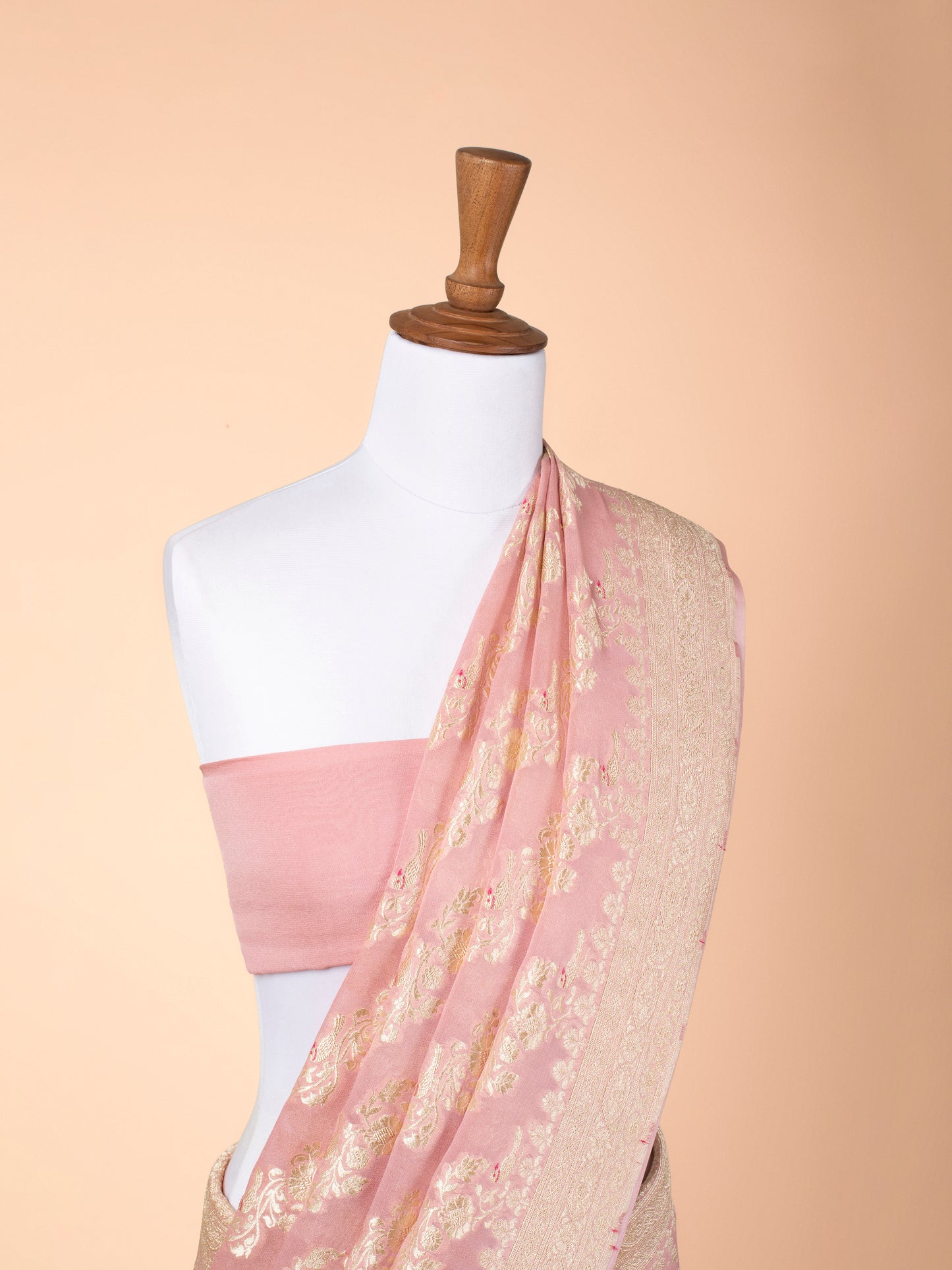 Handwoven Peach Georgette Saree