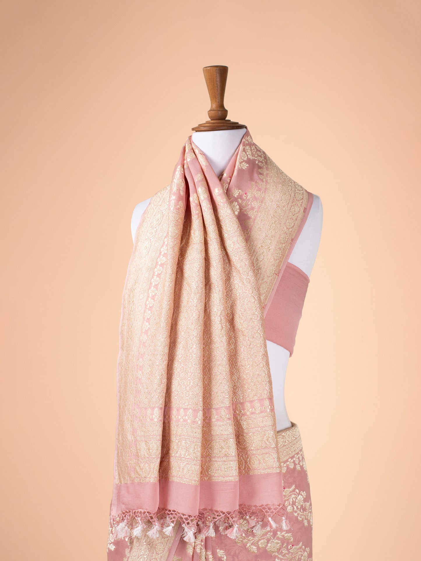 Handwoven Peach Georgette Saree