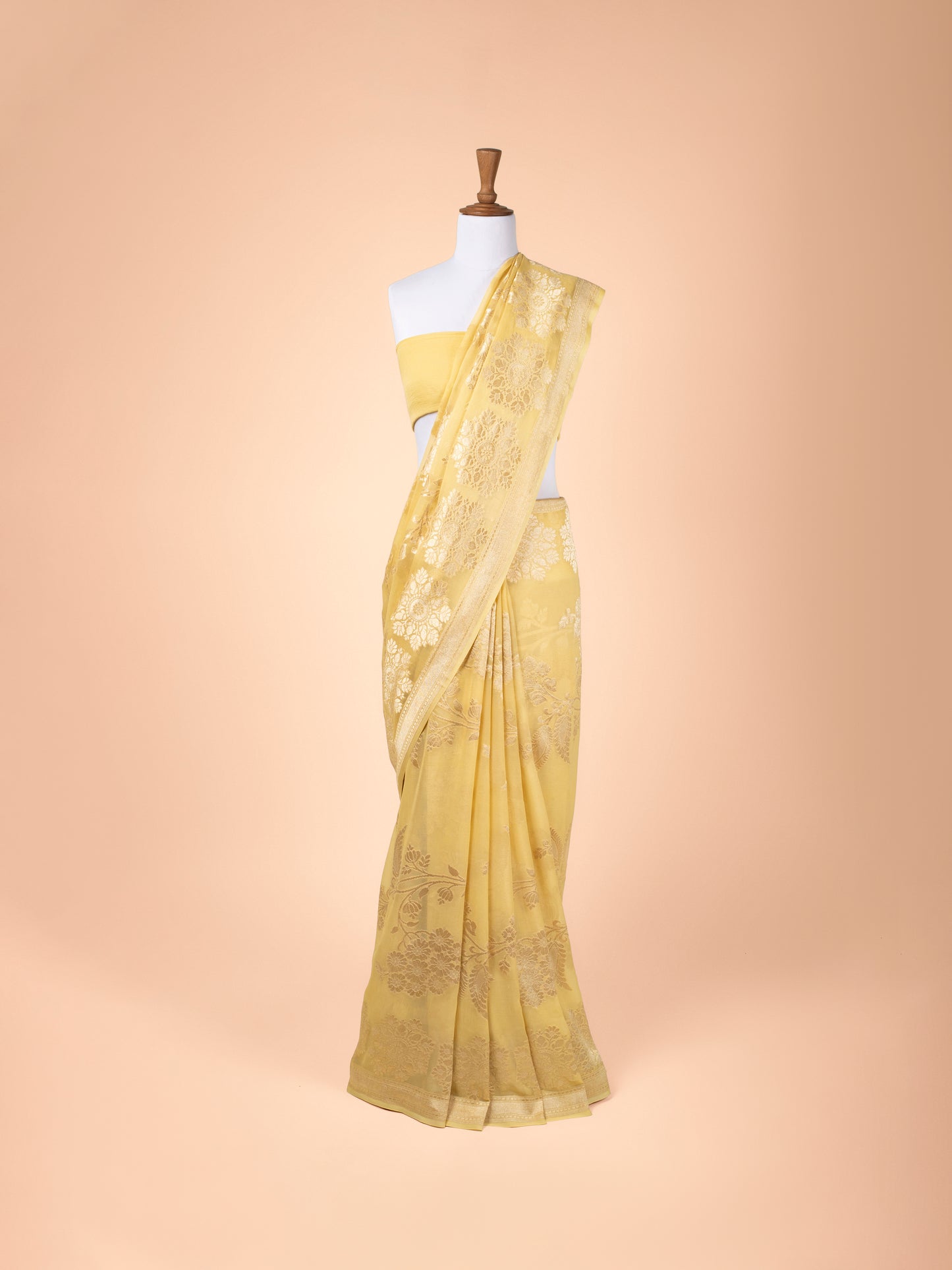 Handwoven Yellow Georgette Saree