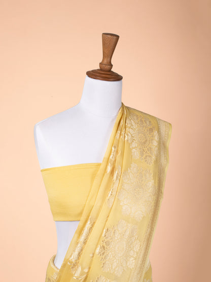 Handwoven Yellow Georgette Saree