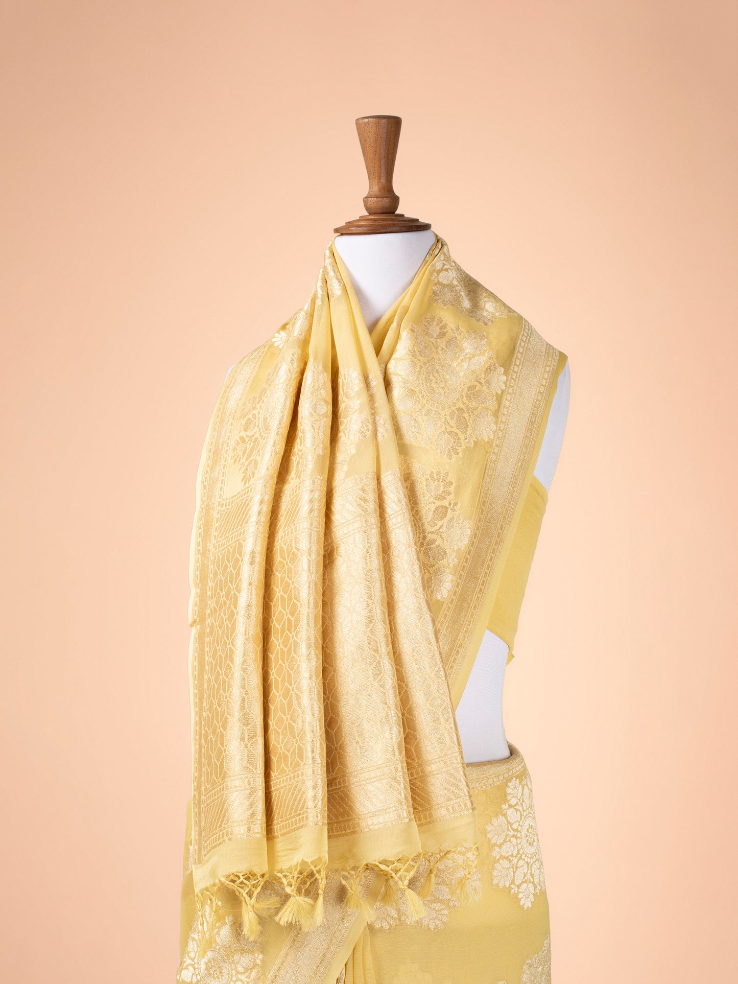 Handwoven Yellow Georgette Saree