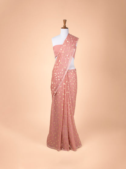 Handwoven Peach Georgette Saree