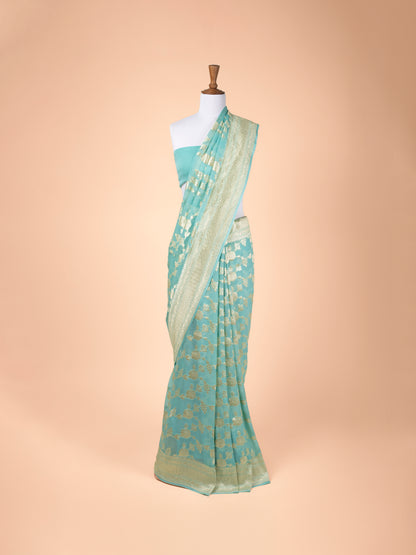 Handwoven Sea Green Georgette Saree