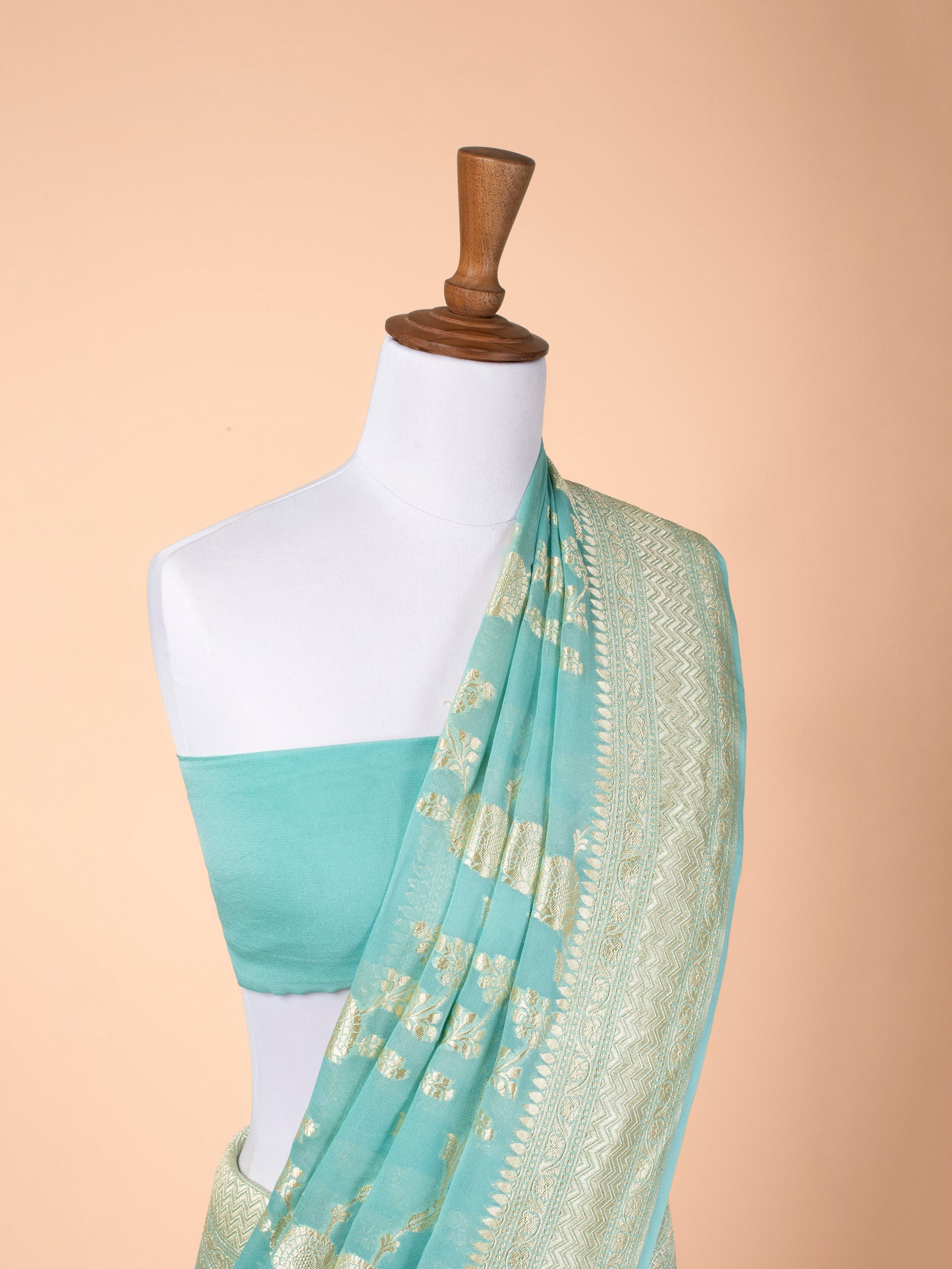 Handwoven Sea Green Georgette Saree