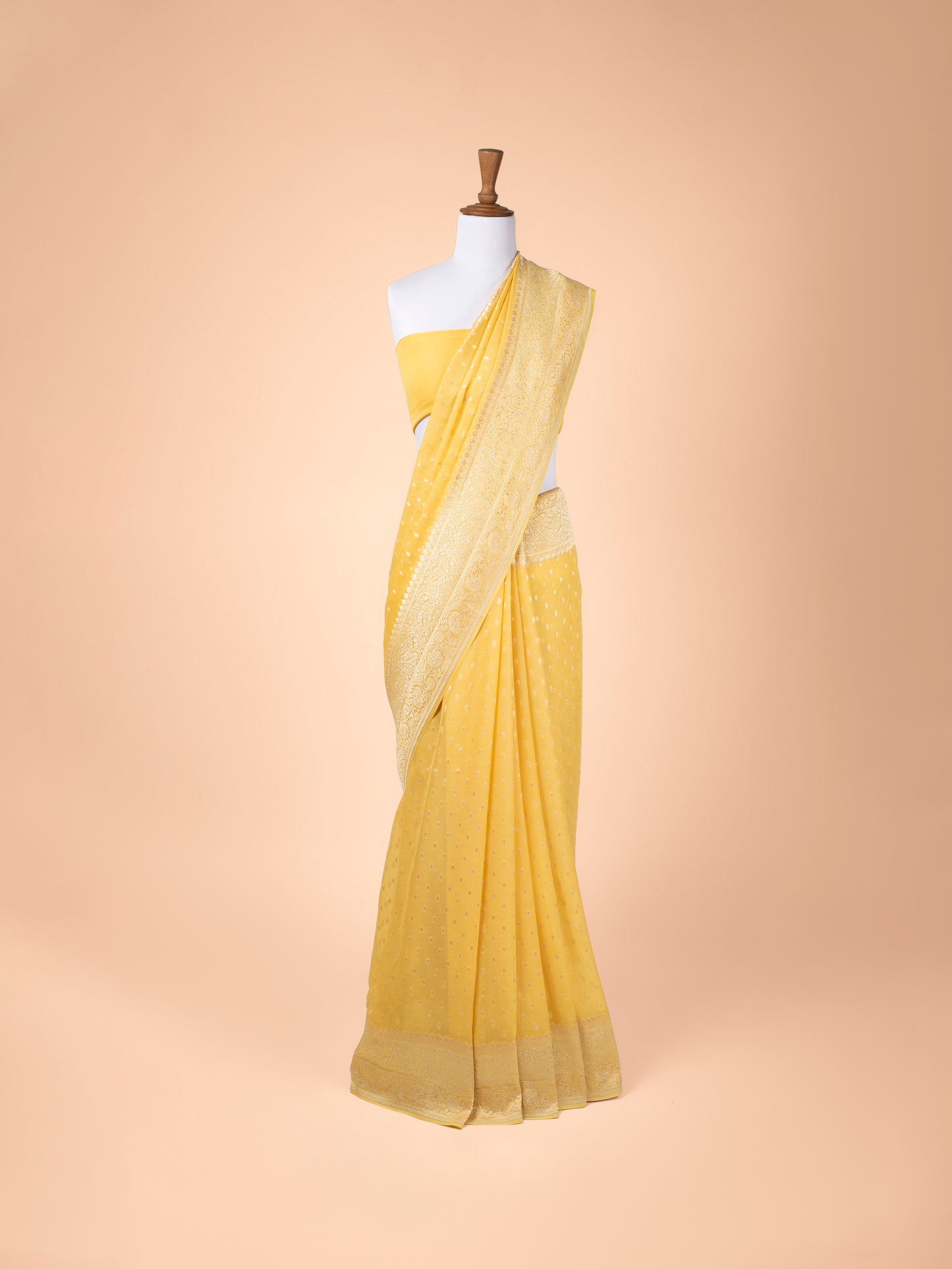 Handwoven Yellow Georgette Saree