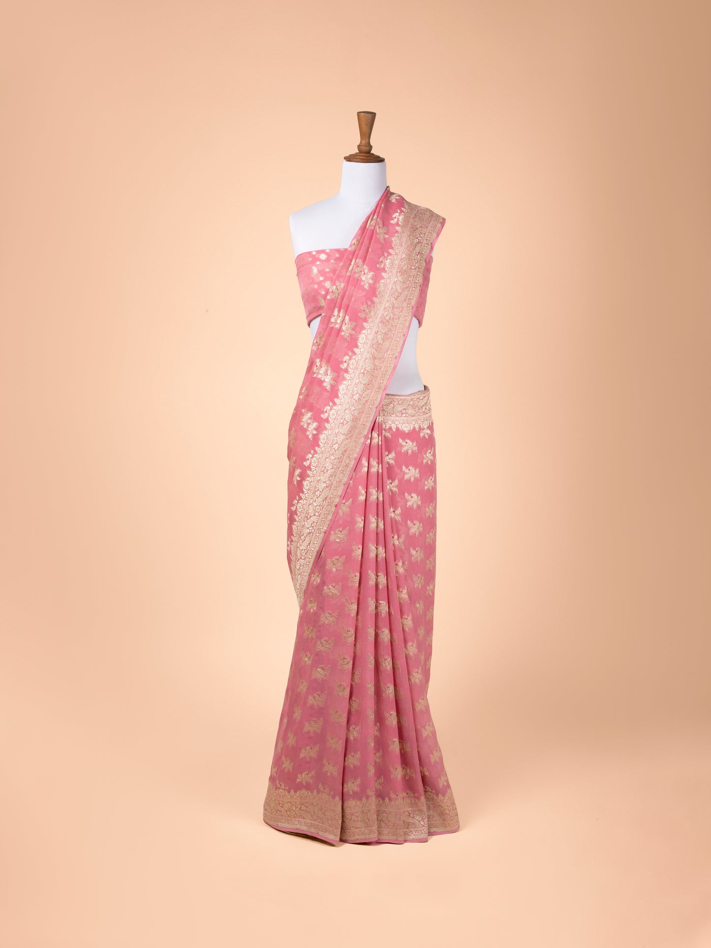 Handwoven Pink Georgette Saree