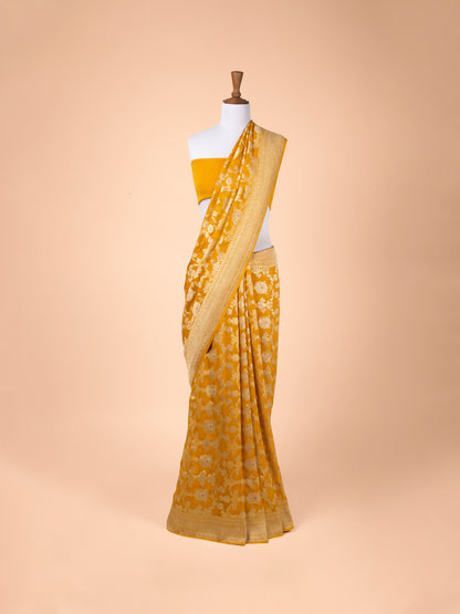 Handwoven Yellow Georgette Saree