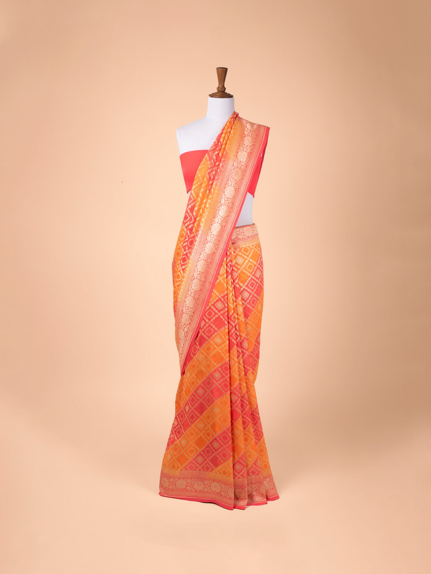 Handwoven Orange Georgette Saree