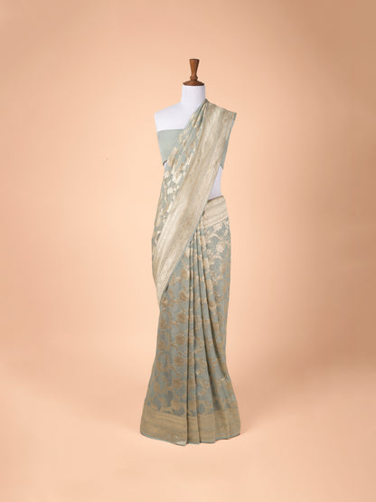 Handwoven Pista Georgette Saree