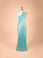 Handwoven Turquoise Blue Georgette Saree