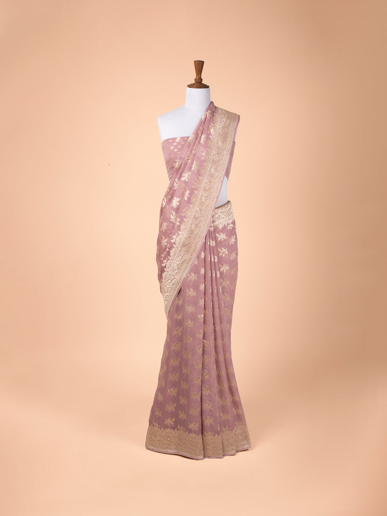 Handwoven Rosepink Georgette Saree
