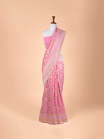 Handwoven Pink Georgette Saree