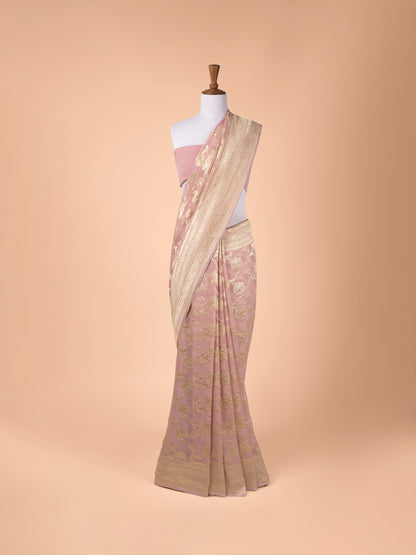 Handwoven Mauve Georgette Saree