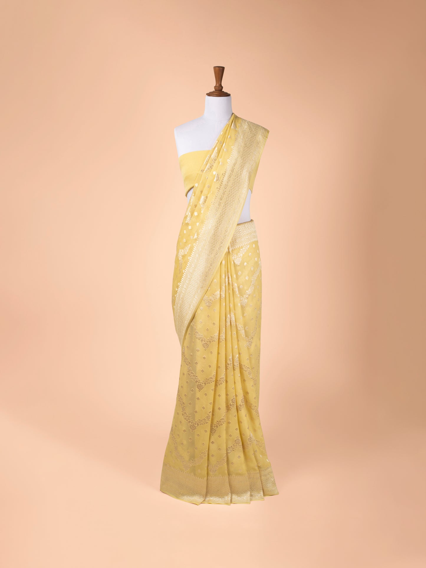 Handwoven Lemon Georgette Saree