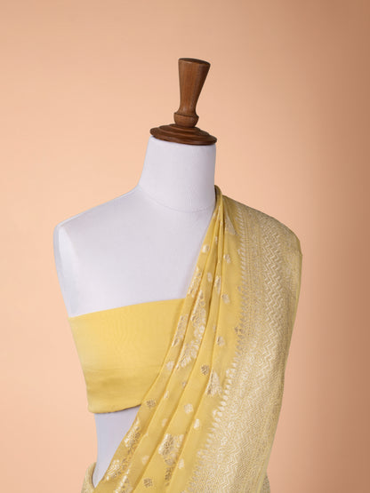 Handwoven Lemon Georgette Saree