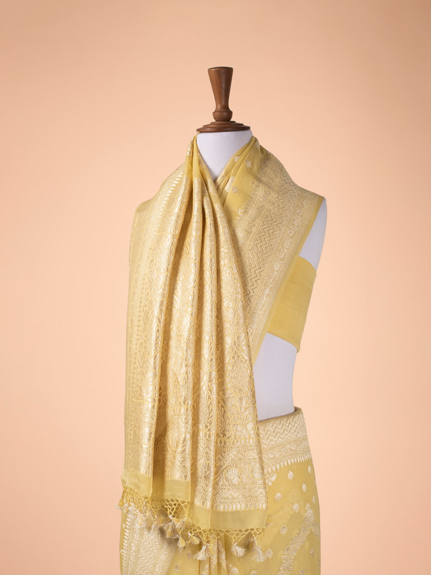 Handwoven Lemon Georgette Saree