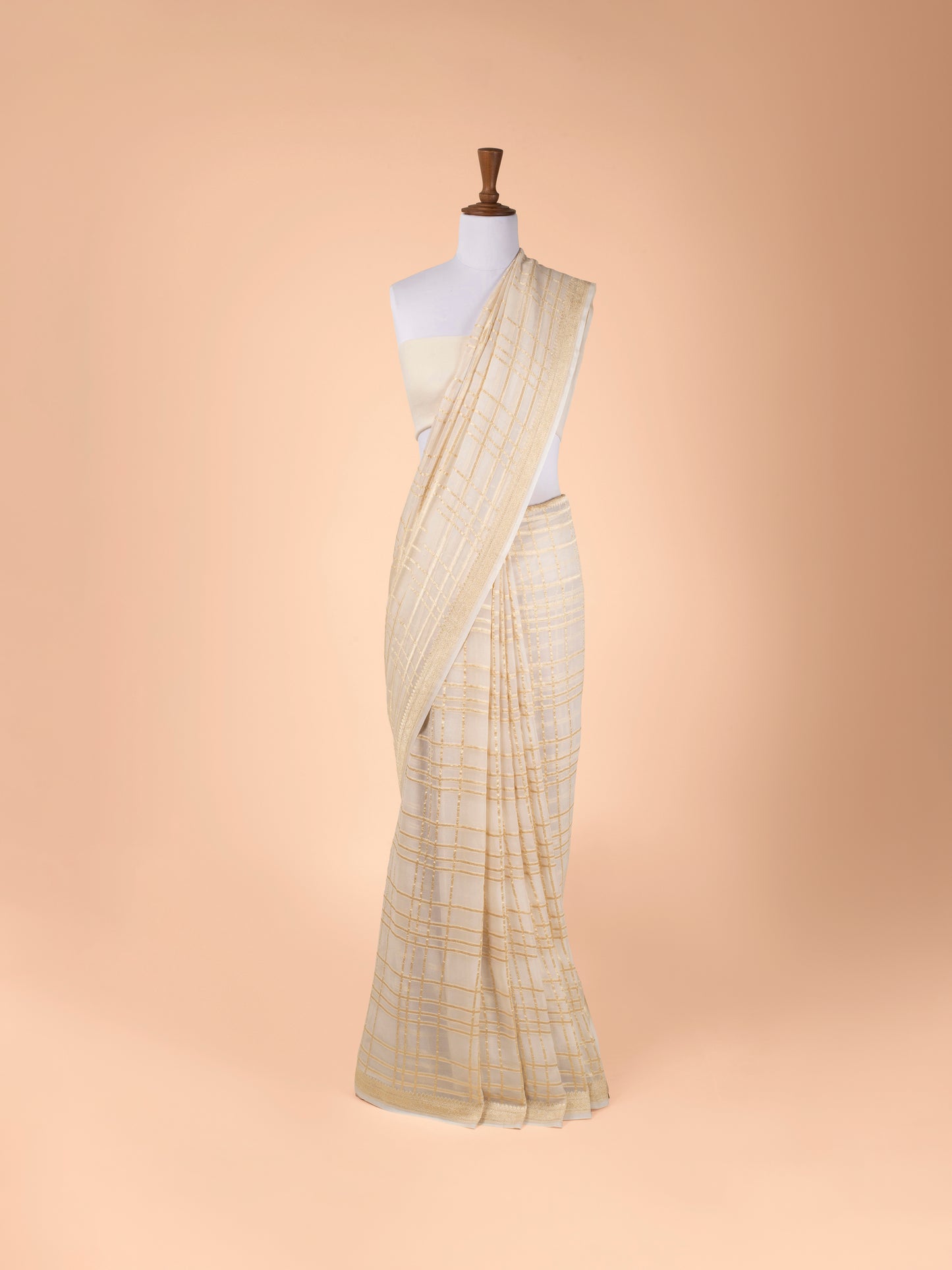 Handwoven Off White Georgette Saree