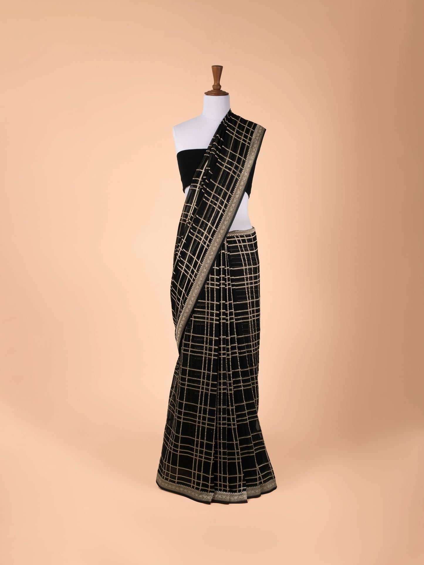 Handwoven Black Georgette Saree