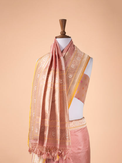 Handwoven Peach Silk Saree