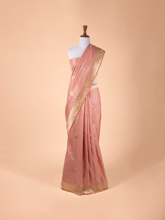 Handwoven Peach Silk Saree