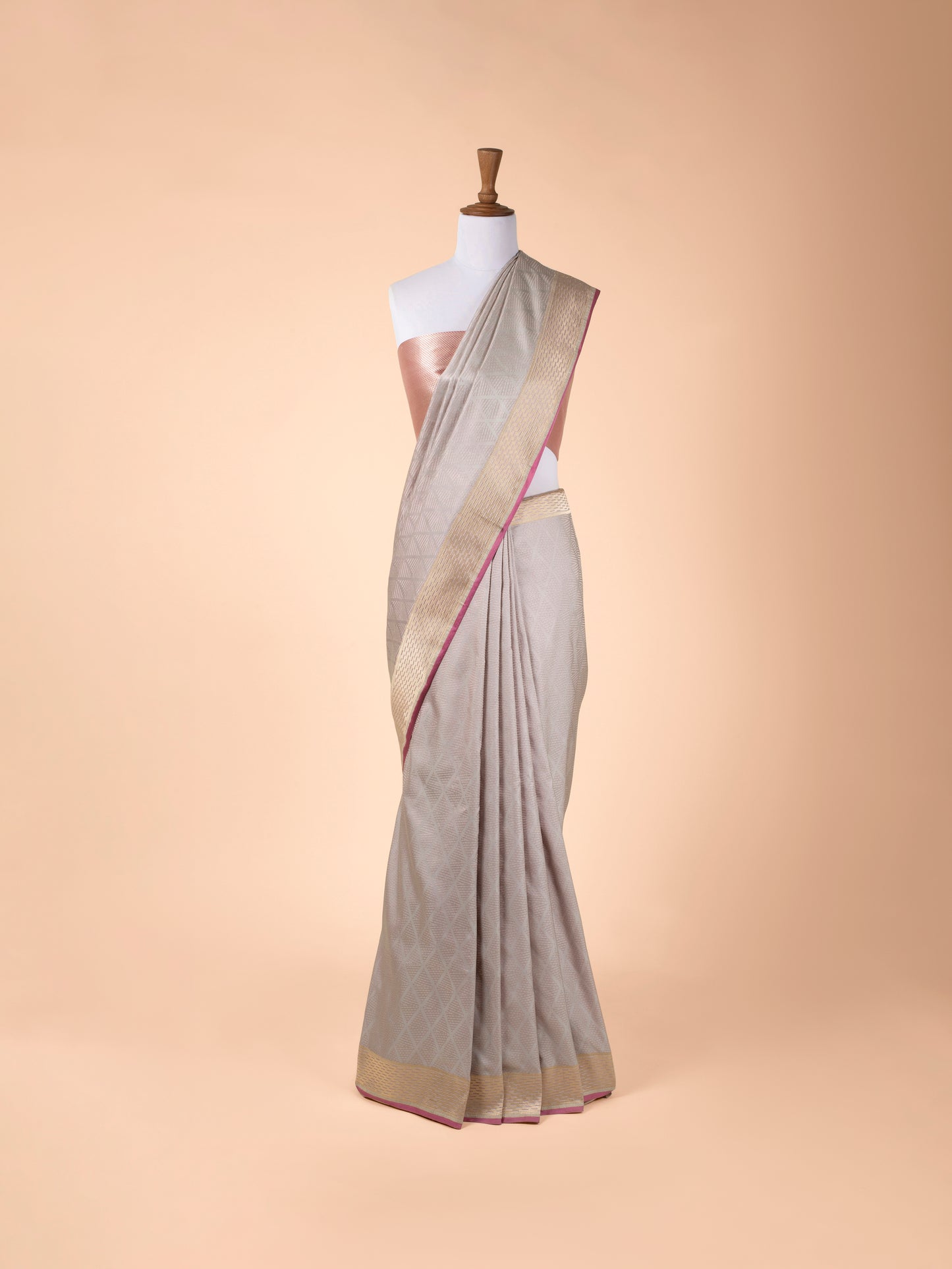 Handwoven Grey Satin Silk Saree