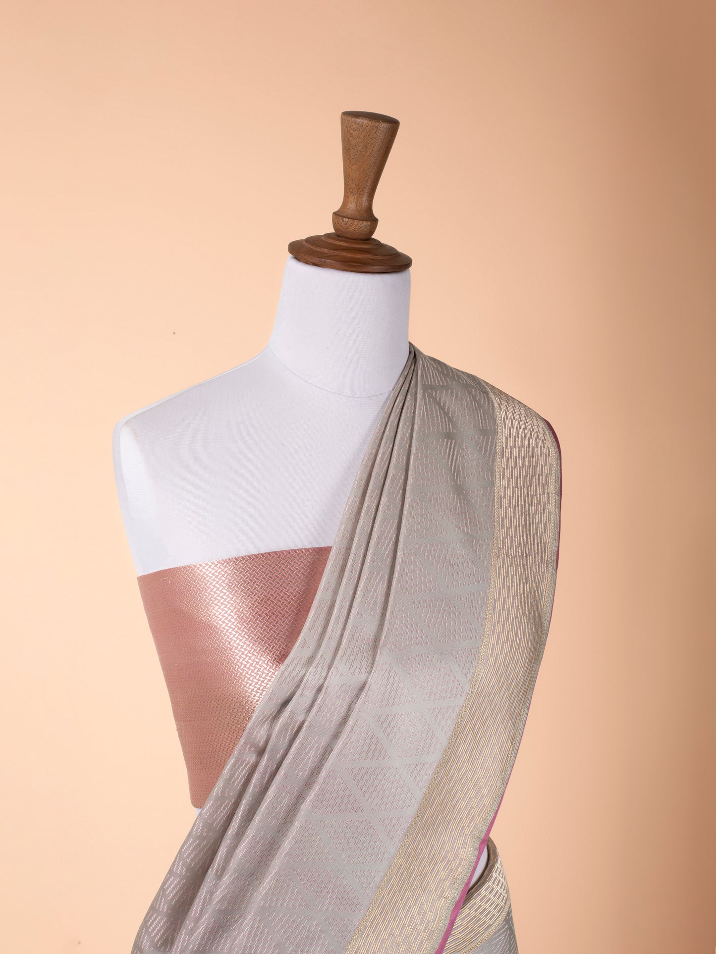 Handwoven Grey Satin Silk Saree