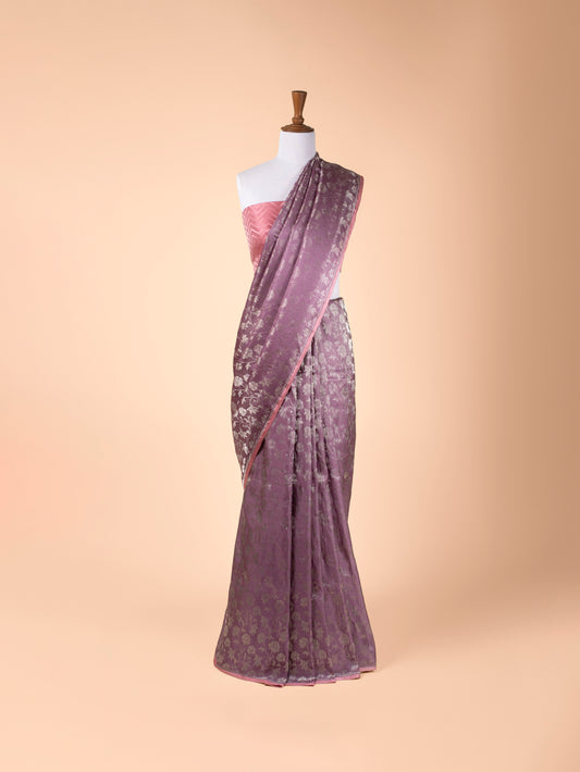 Handwoven Purple Satin Silk Saree