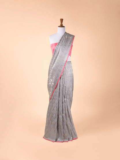 Handwoven Grey Silk Saree