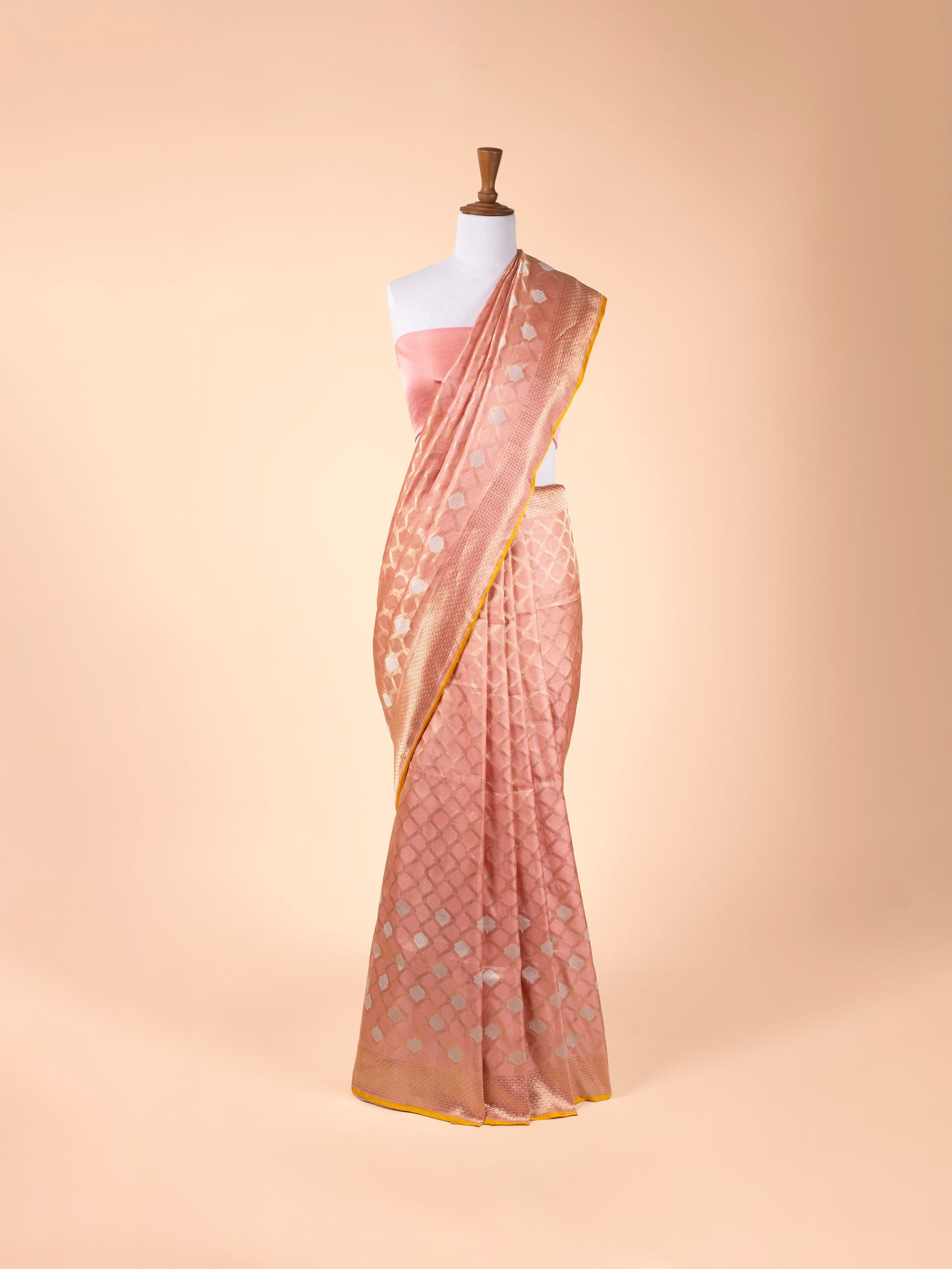 Handwoven Peach Silk Saree