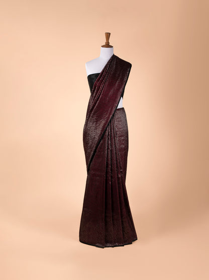 Handwoven Garnet Satin Silk Saree