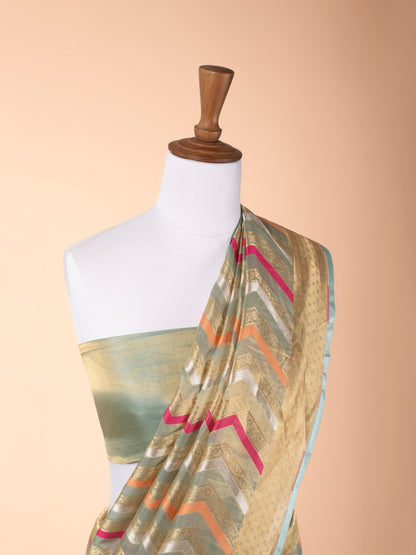 Handwoven Blue Tissue Saree