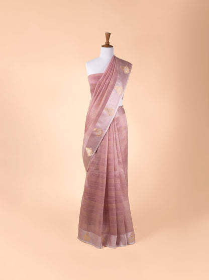 Handwoven Pink Organza Saree