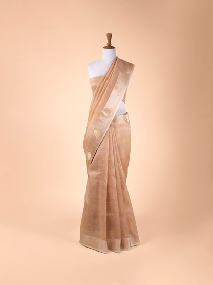 Handwoven Beige Organza Saree