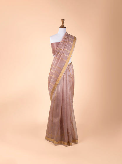 Handwoven Peach Organza Saree