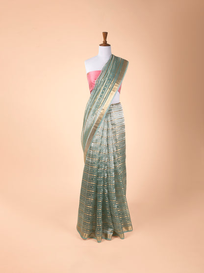 Handwoven Sea Green Tissue Saree